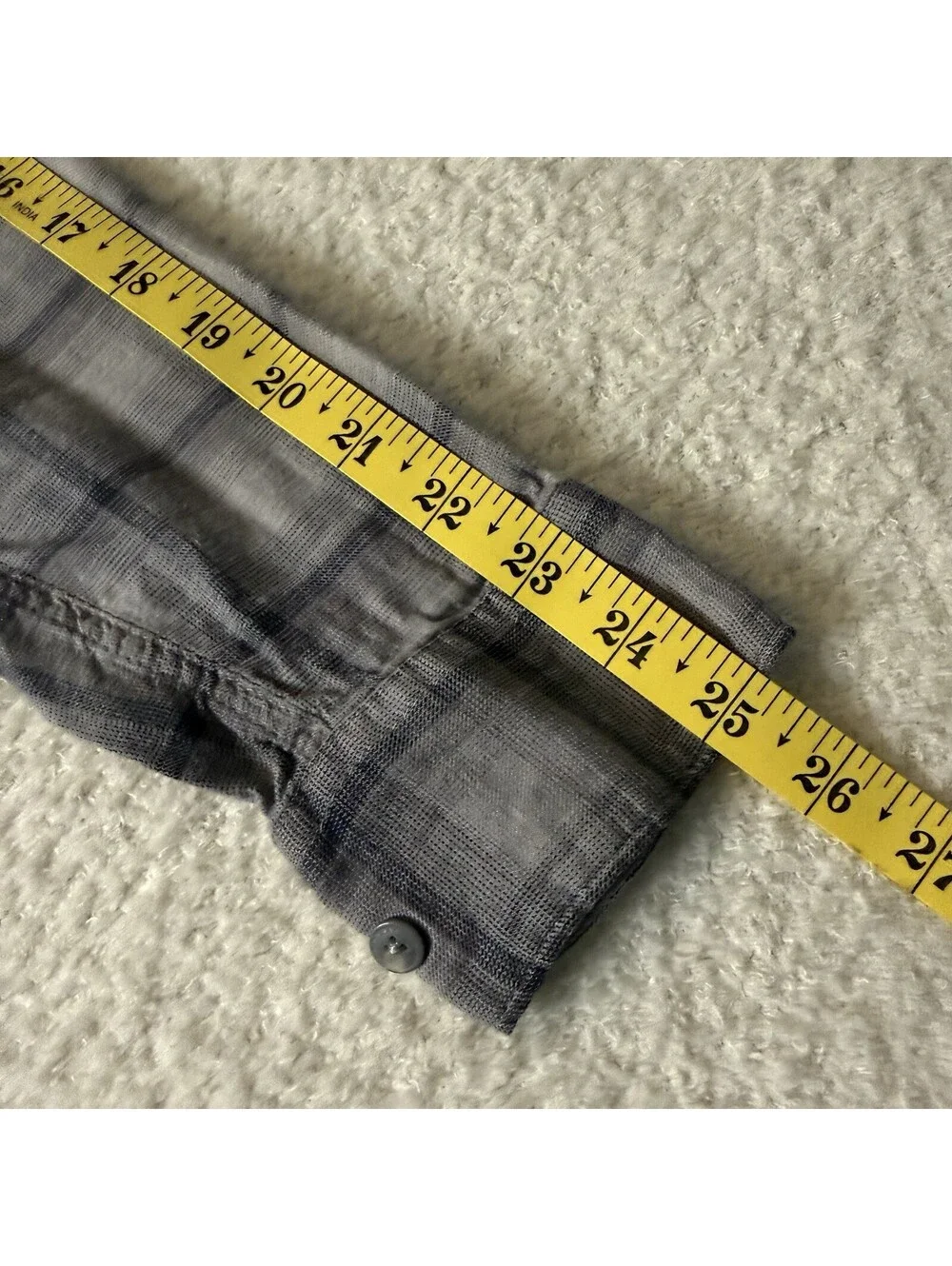 TravisMathew Gray Plaid Button Front Shirt Large Rayon Cotton Lightweight